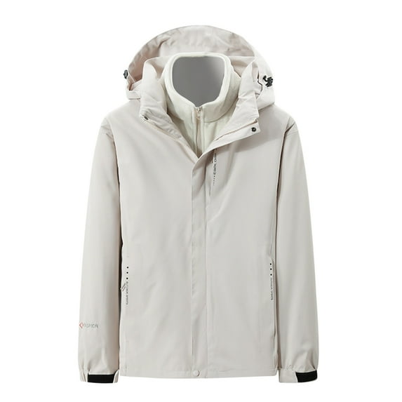 YUGYXL Women's Winter Outdoor Coats Trendy Ski 3-in-1 Snow Outwear Jeckrt with Hoodie Plus Size Waterproof Windbreaker Detachable Windproof Raincoat Today 2025 White,XXXL