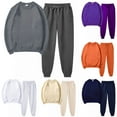thumbnail image 1 of YUGYXL Womens 2 Pcs Sweatsuit Outfits Fashion Solid Thin Fleece Tracksuit Soft Comfy Crew Neck Sweatshirt Waist Stretch Sweatpants Loungewear Sets Gift for Girlfrind Dark Gray,M, 1 of 6