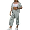 thumbnail image 1 of YUGYXL Womens 2 Piece Casual Outfit Workout Hoodie Sweatsuits with Sweatpant Travel Airport Track Suits Lounge Sets Gray L, 1 of 8