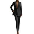 thumbnail image 1 of YUGYXL Womens 2 Piece Outfits Double Breasted Blazer and Straight Leg Work Pants Casual Blazer Set Dressy Business Office Suits Black S, 1 of 3
