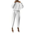 thumbnail image 1 of YUGYXL Womens 2 Piece Outfits Fall Lounge Sweatsuit Sets Long Sleeve Crewneck Sweatshirt Cropped Yoga Pants Travel Outfit White S, 1 of 4
