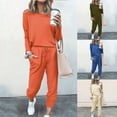 thumbnail image 1 of YUGYXL Womens 2 Piece Outfits Solid Color Casual Sets Round Neck Pullover Tops Match Drawstring Sweatpants Set 2025 Loose Fit Loungewear Outfit Gift for Family Army Green,XL, 1 of 6