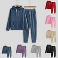thumbnail image 1 of YUGYXL Womens 2 Piece Sweatsuits Casual Thin Fleece Sportwear Suit Soft Comfy Hoodie Sweatshirt Waist Drawstring Sweatpants Tracksuit Sets 2025 Clearance Black,S, 1 of 6