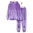 thumbnail image 1 of YUGYXL Womens 2 Piece Sweatsuits Set Fall Lounge Pajama Set Velvet Long Sleeve Hoodie Jogging Suit Purple L, 1 of 9