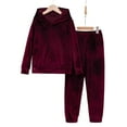 thumbnail image 1 of YUGYXL Womens 2 Piece Sweatsuits Set Fall Lounge Pajama Set Velvet Long Sleeve Hoodie Jogging Suit Wine M, 1 of 9