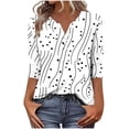 thumbnail image 1 of YUGYXL Womens 3/4 Sleeve Tops Boho Floral Print Summer T Shirts Button Down V Neck Cotton Henley Blouse Work Clothes White S, 1 of 6