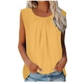thumbnail image 1 of YUGYXL Womens Basic Loose Fit Tank Tops Sleeveless Pleated Pullover Top for Women Lightweight Breathable Blouse Yellow,S, 1 of 8
