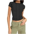 thumbnail image 1 of YUGYXL Womens Basic T Shirts Ribbed Knit Summer Tops Short Sleeve Slim Fit Crop Tee Cute Gym Workout Clothes Black S, 1 of 7