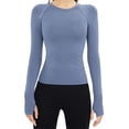 thumbnail image 1 of YUGYXL Womens Breathable Compression Shirt Tight Long Sleeve Workout Baselayer Yoga Athletic Top Sports Gym Fitness Clothing Blue Sweatshirts S, 1 of 7