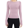 thumbnail image 1 of YUGYXL Womens Breathable Compression Shirt Tight Long Sleeve Workout Baselayer Yoga Athletic Top Sports Gym Fitness Clothing Pink Sweatshirts L, 1 of 6