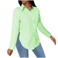 thumbnail image 1 of YUGYXL Womens Button Down Cardigan Shirts Trendy Striped Lapel Long Sleeve Tshirts Ladies Tunics Lightweight Cardigans Green S, 1 of 7