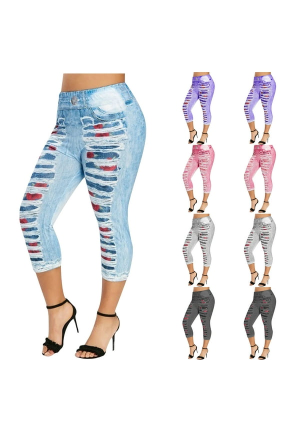Womens Capri Tummy Control Leggings Tights Fashion Printed Yoga Pants Workout Everyday Yoga Leggings Purple,XXXXXL
