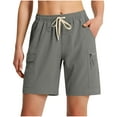thumbnail image 1 of YUGYXL Womens Cargo Shorts Elastic Waist Hiking Shorts with Zipper Pockets Drawstring Lightweight Shorts Vacation Pants Gray S, 1 of 9