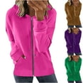 thumbnail image 1 of YUGYXL Womens Casual Full Zip Hoodie Jackets Comfy Thin Fleece jackets with Drawstring Casual Solid Color Pockets Soft Sweatshirt Clearance Deals Today 2025 Hot Pink,S, 1 of 6