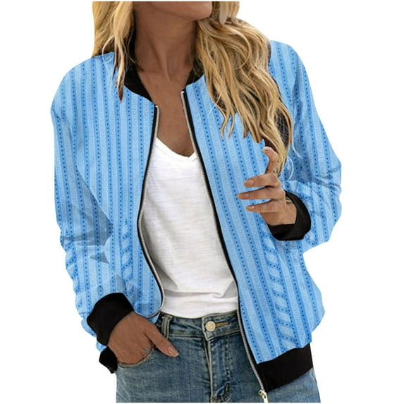 YUGYXL Womens Casual Zip Jackets Casual Print Aztec Bomber Jacket Plus Size Full-Zip Streetwear Windbreaker Loose Fit Stand Collar Varsity Jacket Today Sales