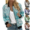 thumbnail image 1 of YUGYXL Womens Casual Zip Jackets Trendy Print Aztec Bomber Jacket Lightweight Plus Size Streetwear Windbreaker Loose Fit Stand Collar Varsity Jacket 2025 Clearance, 1 of 6