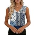 thumbnail image 1 of YUGYXL Womens Classy Floral Satin Tank Tops Sleeveless V-Neck Cami Shirts Plus Size Business Casual Work Office Dressy Top E White M, 1 of 7