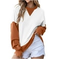 thumbnail image 1 of YUGYXL Womens Color Block Sweatshirts with Thumb Hole Fall Long Sleeve Crew Neck Oversized Pullover Tops Loose Fit Orange L, 1 of 8