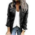 thumbnail image 1 of YUGYXL Womens Denim Shirt Slim-fit Collared Button Down Casual Fashion Long Sleeve Jean Jacket Tops with Pockets Black M, 1 of 4