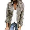 thumbnail image 1 of YUGYXL Womens Denim Shirt Slim-fit Collared Button Down Casual Fashion Long Sleeve Jean Jacket Tops with Pockets Gray M, 1 of 4