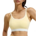 thumbnail image 1 of YUGYXL Womens Double Layered Sports Bra Adjustable Spaghetti Straps Scoop Neck Wireless Padded Workout Yoga Crop Tops Yellow Bras M, 1 of 4