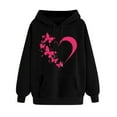 thumbnail image 1 of YUGYXL Womens Fall Sweatshirt Long Sleeve Hoodies Fashion Heart Print Cute Sweatshirts Outdoor Winter Hooded Blouses with Pocket Black M, 1 of 6