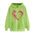 thumbnail image 1 of YUGYXL Womens Fall Sweatshirt Long Sleeve Hoodies Fashion Heart Print Cute Sweatshirts Outdoor Winter Hooded Blouses with Pocket Mint Green M, 1 of 6