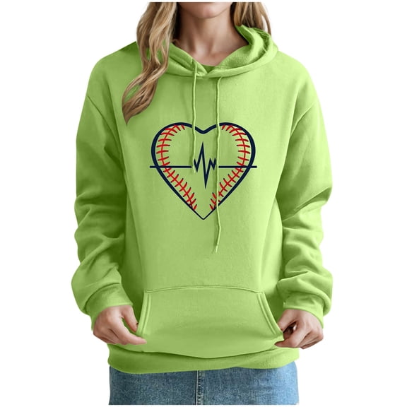 YUGYXL Womens Fashion Heart Graphic Hoodie Drawstring Casual Long Sleeve Hooded Pullover Fall Winter Comfy Sweatshirt Green XL