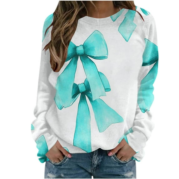 YUGYXL Womens Floral Sweatshirt Vintage Long Sleeve Crewneck Pullover Fall Tops Trendy Graphic Oversized Casual Clothes Sky Blue XXL