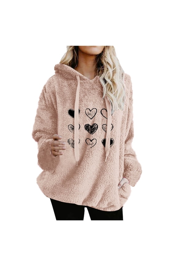 Womens Fuzzy Fleece Pullover Oversized Sherpa Jacket Half Zip Pullover Sweaters Winter Faux Fur Jacket Coat Pink Hoodie M
