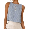 thumbnail image 1 of YUGYXL Womens Gingham Crop Tank Tops Spring Summer Sleeveless Vest Top Blue S, 1 of 4