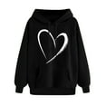 thumbnail image 1 of YUGYXL Womens Heart Print Sweatshirts Classic Fit Long Sleeve Hoodies Fashion Drawstring Comfy Hooded with Front Pocket Black XXL, 1 of 6
