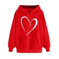 thumbnail image 1 of YUGYXL Womens Heart Print Sweatshirts Classic Fit Long Sleeve Hoodies Fashion Drawstring Comfy Hooded with Front Pocket Red L, 1 of 6
