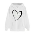 thumbnail image 1 of YUGYXL Womens Heart Print Sweatshirts Classic Fit Long Sleeve Hoodies Fashion Drawstring Comfy Hooded with Front Pocket White S, 1 of 6
