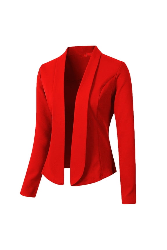 Womens Long Sleeve Blazer Jacket Notch Lapel Dressy Suit Jackets Casual Solid Color Open Front Cardigan Lightweight Work Office Blazers Fall Red,XXL