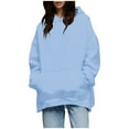thumbnail image 1 of YUGYXL Womens Long Sleeve Sweatshirts Ladies Loose Comfy Hoodies Classic Solid Color Hooded Clothes Daily Tops Sky Blue L, 1 of 6