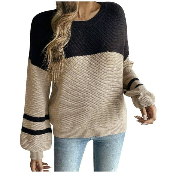 YUGYXL Womens Oversized Sweaters Loose Solid Casual Long Sleeve Mock Neck Knitted Jumper Tops Black L