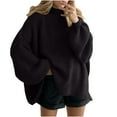 thumbnail image 1 of YUGYXL Womens Oversized Sweaters Ribbed Mock Neck Pullover Lantern Long Sleeve Chunky Jumper Fall Winter Trendy Sweater Black M, 1 of 6