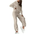 thumbnail image 1 of YUGYXL Womens Pajama Sets Long Sleeve Sleepwear Matching Drawstring Elastic Pj Pants Ribbed Knit 2 Piece Lounge Set Beige L, 1 of 6