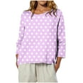 thumbnail image 1 of YUGYXL Womens Polk Dots T Shirts 3/4 Length Sleeve Crew Neck Tunic Tops Fall Clothes Winter Casual Loose Comfy Tops Purple M, 1 of 8