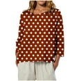 thumbnail image 1 of YUGYXL Womens Polk Dots T Shirts 3/4 Length Sleeve Crew Neck Tunic Tops Fall Clothes Winter Casual Loose Comfy Tops Red XL, 1 of 8