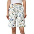 thumbnail image 1 of YUGYXL Womens Print Bermuda Pants Trendy Stretch Waist Lightweight Knee Length Pants Casual Drawstring Comfy Shorts Pants B Multicolor L, 1 of 6