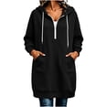 thumbnail image 1 of YUGYXL Womens Quarter Zipper Hoodies Dress Hooded Sweatshirts Drawstring Casual Long Sleeve Tunic Oversized Sweatshirts with Pockets, 1 of 7