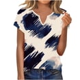 thumbnail image 1 of YUGYXL Womens Shirts Tie Dye Print V Neck T-Shirts Trendy Flowy Soft Tee Summer Casual Short Sleeve Tees Tops Pink Top L, 1 of 6