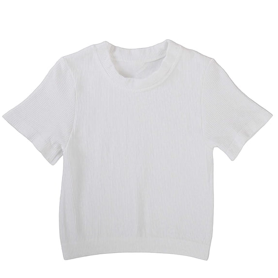 YUGYXL Womens Short Sleeve T Shirts Buttery Soft Summer Crop Tops Slim Fit Y2k Basic Tees for Workout White Top M