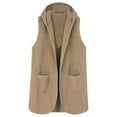 thumbnail image 1 of YUGYXL Womens Sleeveless Sherpa Vest with Pockets Lapel Open Front Fleece Cardigan Sweater Fuzzy Jacket Coat Khaki L, 1 of 5