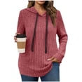 thumbnail image 1 of YUGYXL Womens Soft Ribbed Knit Hoodie Sweaters Drawstring Long Sleeve Pullover Shirts Lightweight Cozy Fall Hooded Tops Red XL, 1 of 5