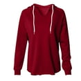 thumbnail image 1 of YUGYXL Womens Solid Color Long Sleeve Hooded Fall Winter Drawstring V Neck Comfy Hoodies Fashion Casual Sweatshirts Wine XL, 1 of 4