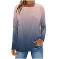thumbnail image 1 of YUGYXL Womens Striped Long Sleeve Shirt Boat Neck Tops Loose Fit Tshirt Holiday Blouse Z Pink L, 1 of 5