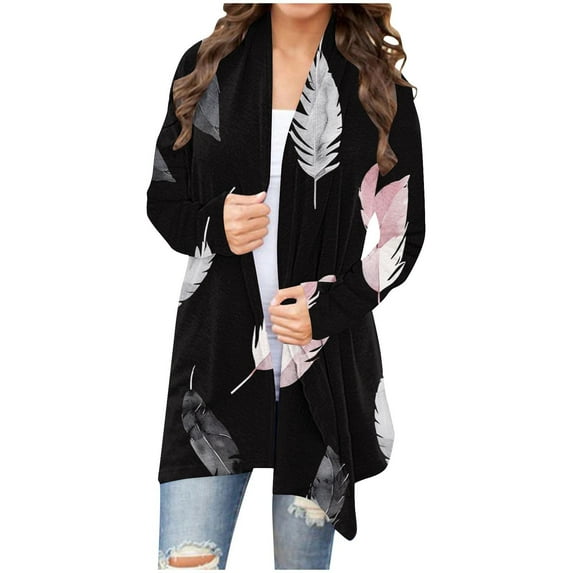 YUGYXL Womens Sweaters Cardigan Cozy Lightweight Long Sleeve Shawls Floral Printed Boho Open Front Cardigans Casual Breathable Knitwear
